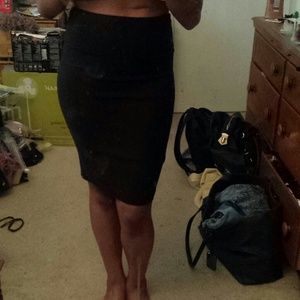High Waisted Black Pencil Skirt