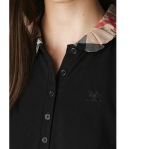 Burberry long sleeve check collar polo shirt