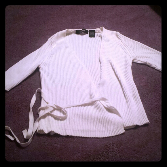 White cover up sweater