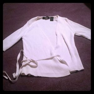 White cover up sweater