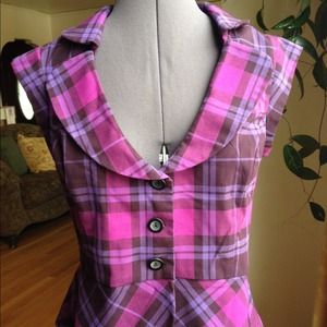 NY COLLECTION Plaid Top, Sz M