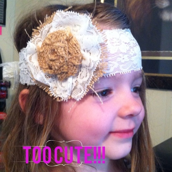 Lace and burlap headband that ties in back