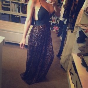Black and cheetah print maxi dress