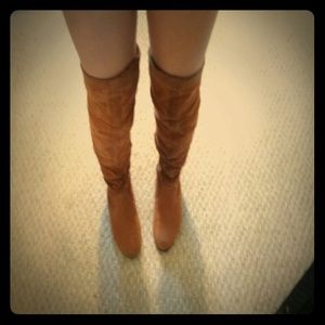 Ruched thigh high boots