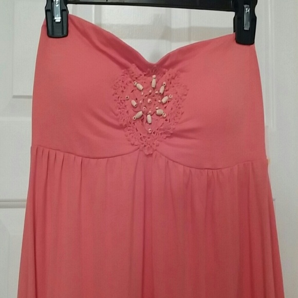 Strapless coral hi-low dress - Picture 2 of 3