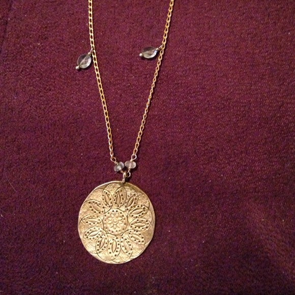 SATYA Aquamarine Flower Disc Pendant