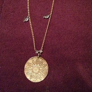 SATYA Aquamarine Flower Disc Pendant