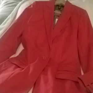 Kenneth Cole Red Cotton Long Blazer