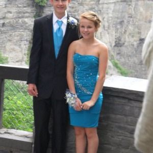 Blue Sequined Prom Dress