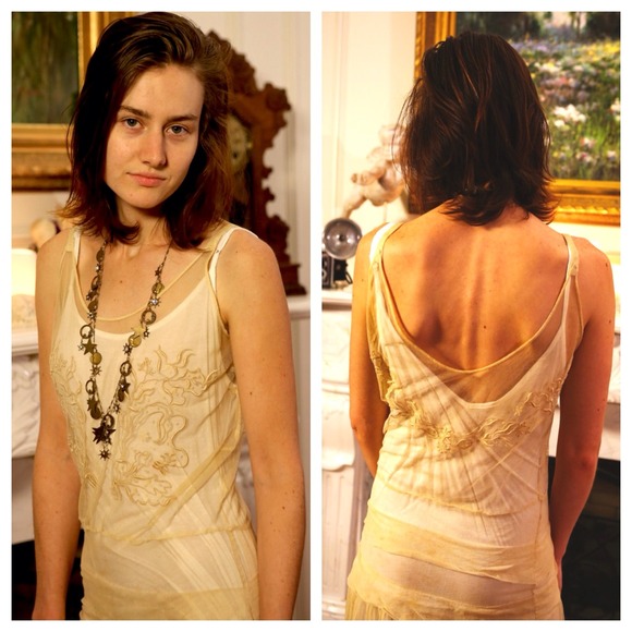 Downton Abbey Era Embroidered Tulle Dress - Picture 2 of 4