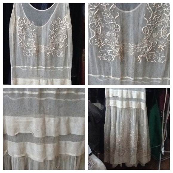 Downton Abbey Era Embroidered Tulle Dress - Picture 4 of 4