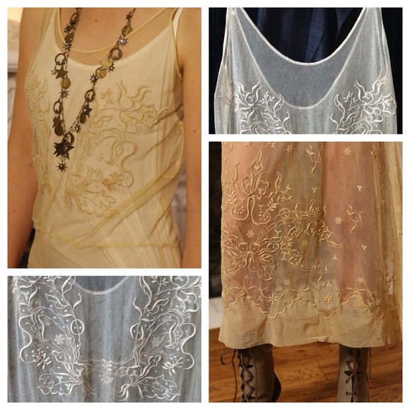 Downton Abbey Era Embroidered Tulle Dress - Picture 3 of 4