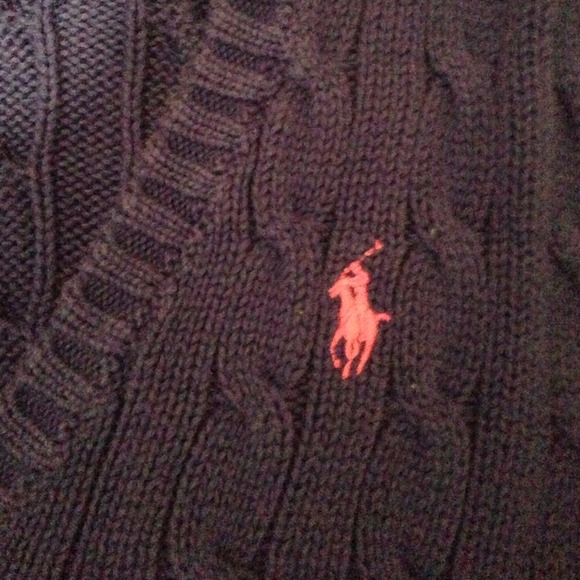 RALPH LAUREN BLUE CABLE KNIT SWEATER - Picture 2 of 3