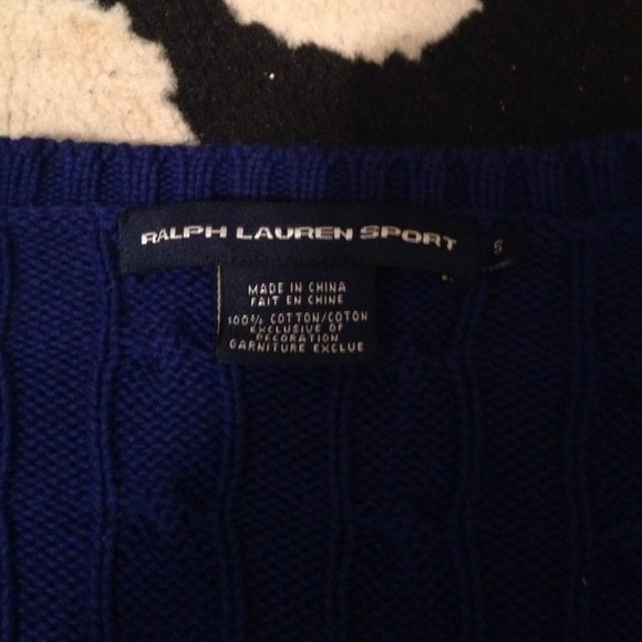 RALPH LAUREN BLUE CABLE KNIT SWEATER - Picture 3 of 3