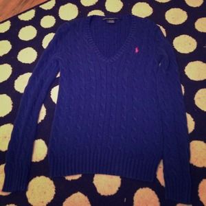 RALPH LAUREN BLUE CABLE KNIT SWEATER