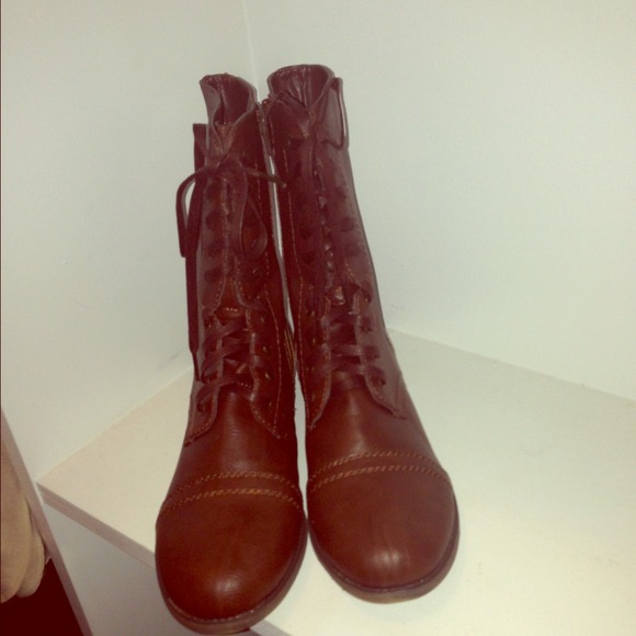 Brown Combat Boots Size 8.5