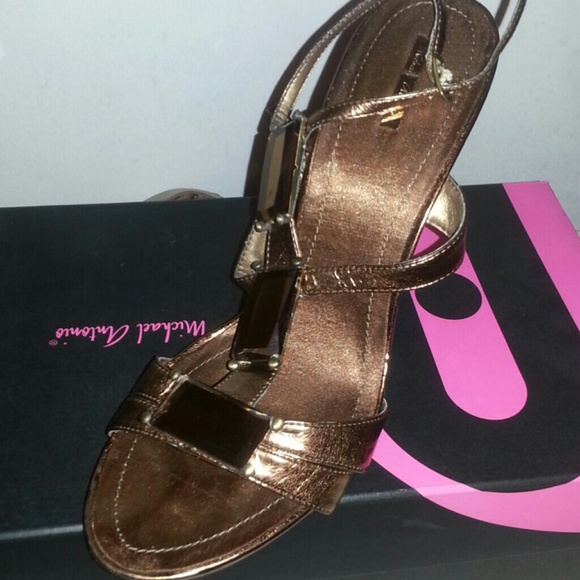 Bronze embellished sandals