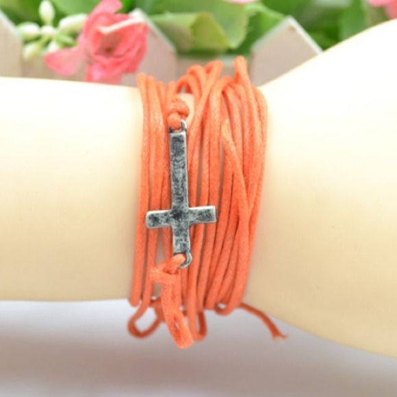🔥Orange Rope Cross Bracelet