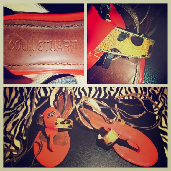 Flat Red/leopard gladiator sandal