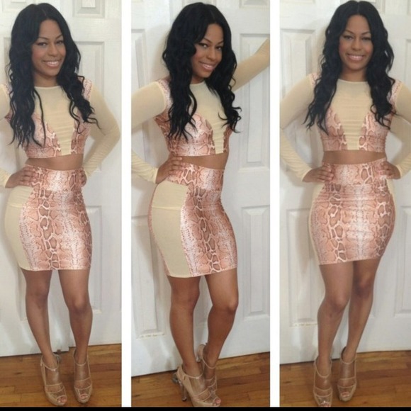 Dresses & Skirts - Snake skin / nude 2 PC set :)