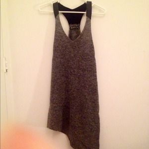 Elizabeth and James Asymmetric wool/leather dress