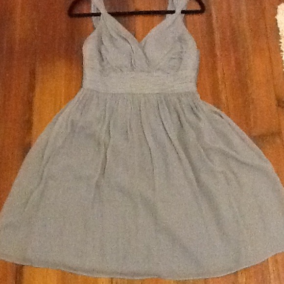 gray donna morgan ruched chiffon dress