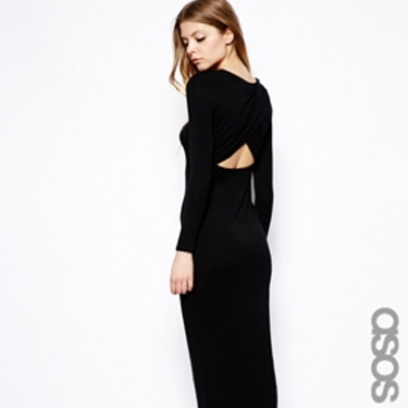 ASOS PETITE Exclusive Cross Back Maxi Dress  Black