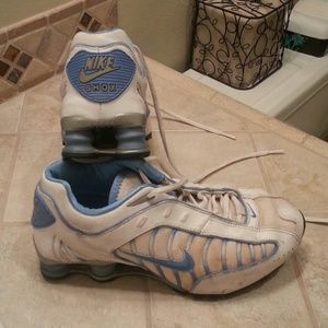 Blue and white Nike Shox