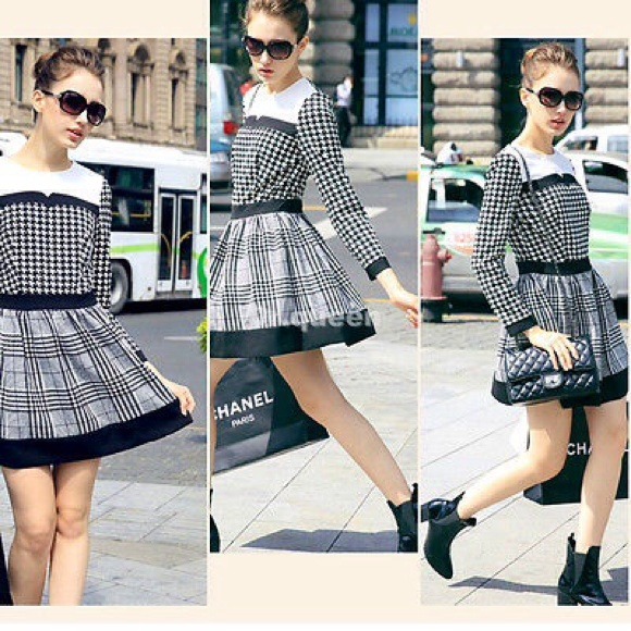 FASHION BLOGGERS FAV ~Retro Plaid Mini Dress NEW - Picture 2 of 3