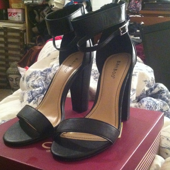 New Black strap heels