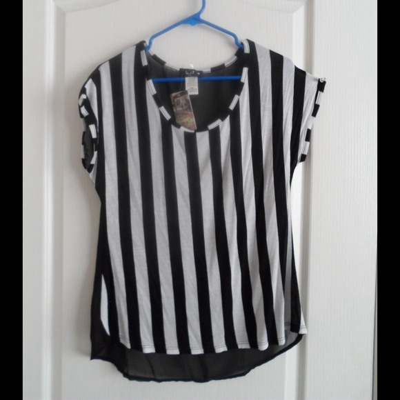 Sheer back striped shirt.
