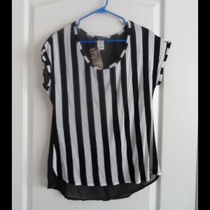 Sheer back striped shirt.