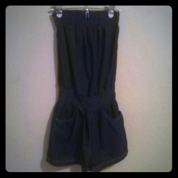 Strapless Denim Romper