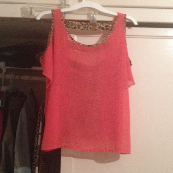 Peach and cheetah top