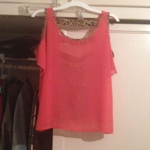Peach and cheetah top