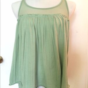Green Sheer/jersey Summer Top