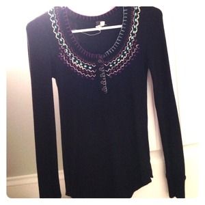 Free people black waffle shirt