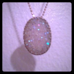 Anthropologie sparkly white necklace, gold chain