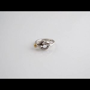 Tiffany & Co. Silver 18K Gold Knot Ring Size 5