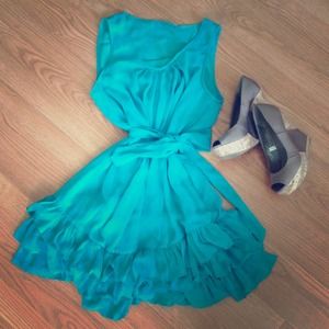 Turquoise Chiffon Dress