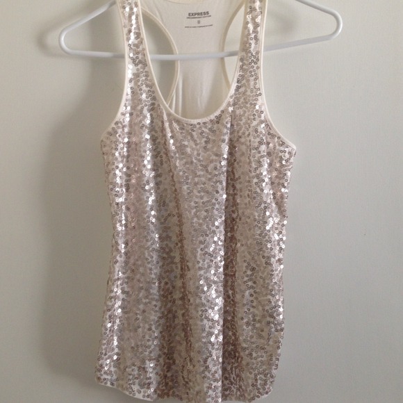 Express White Sequin racerback tank