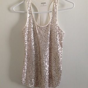 Express White Sequin racerback tank