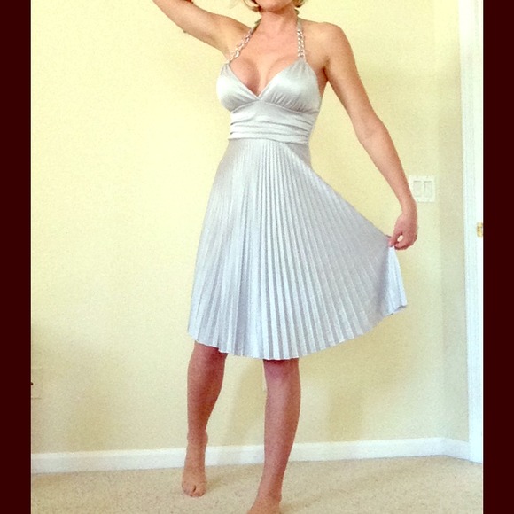 Silver formal halter dress
