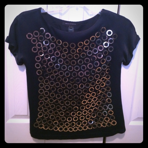 French Connection Large Sequin Navy Blouse/Top