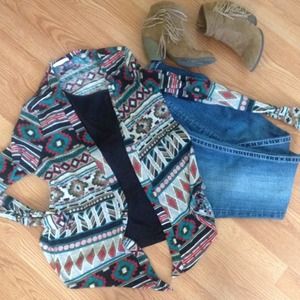 Aztec open cardigan