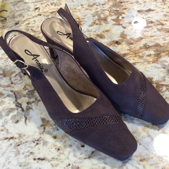 New Faux Suede Brown Backless Pumps by "Armie"