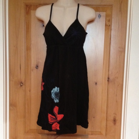 Black cotton flower sundress