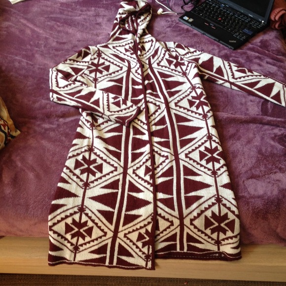 Long Hooded Aztec sweater