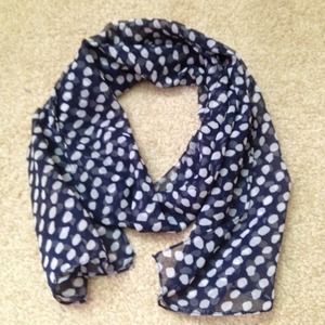 Navy Blue Polka Dot Scarf