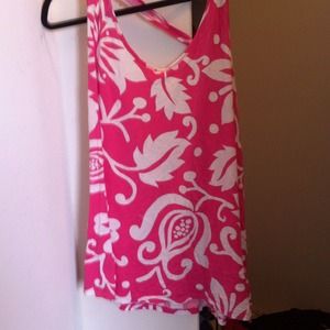 White and pink floral tank top.